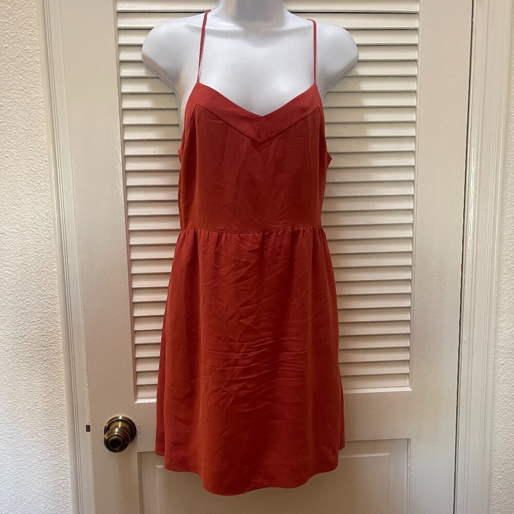 Madewell Coral Silk Racerback Mini Dress Size 4 Pockets